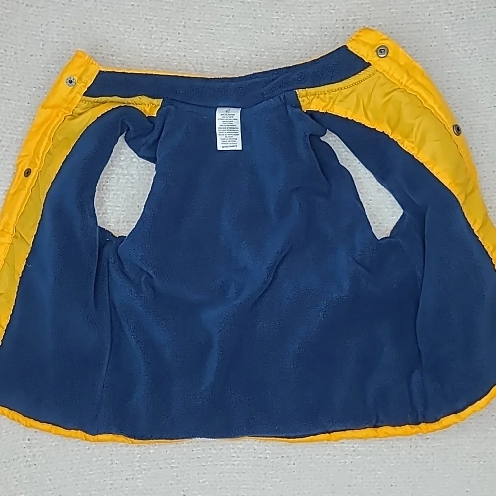 Junior Varsity Athletics Boy’s Yellow Quilted Puffer Jacket/Vest in Yellow/Blue